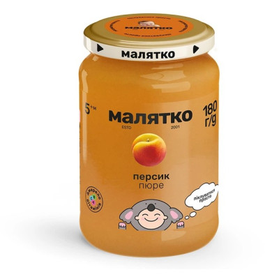 Пюре фруктове Малятко Персикове для дітей від 5-ти місяців 180 г