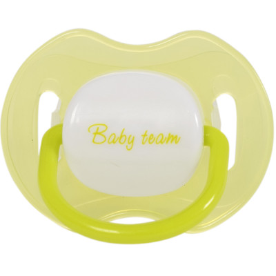 Пустушка (соска) силіконова BABY TEAM (Бебі Тім) Animals артикул 3008 ортодонтична з ковпачком та кільцем, що світиться вночі (від 12 місяців), 1 шт