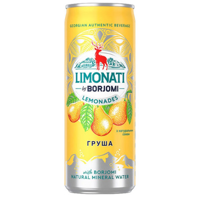 Напій сильногазований Боржомі (Borjomi) Limonati Груша з/б 0,33 л