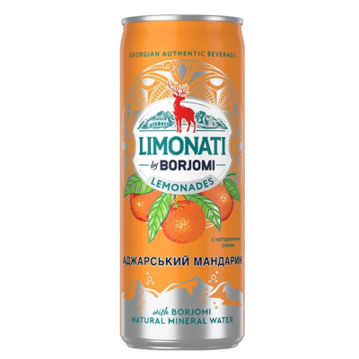 Напій сильногазований Боржомі (Borjomi) Limonati Мандарин з/б 0,33 л