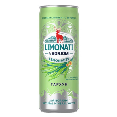 Напій сильногазований Боржомі (Borjomi) Limonati Тархун з/б 0,33 л
