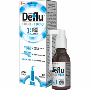 ДЕФЛЮ (DEFLU) СІЛЬВЕР ГОРЛО спрей для горла флакон з розпилювачем 30 мл