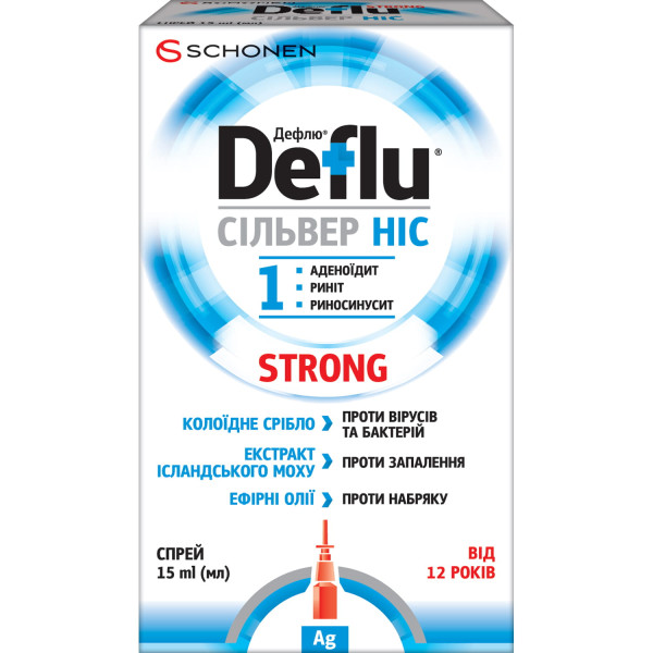 ДЕФЛЮ (DEFLU) СІЛЬВЕР НІС Стронг спрей назальний флакон з розпилювачем 15 мл