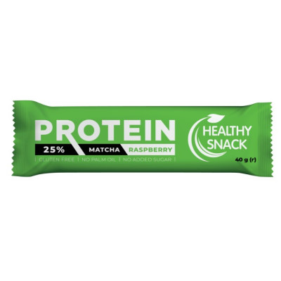 Батончик протеїновий для спортивного харчування  Healthy Snack з малиною та чаєм матча 40 г