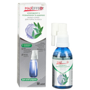 МАКСЕФЕКТ (ТМ MAXEFFECT) хлорофіліпт з розмарином та шавлією спрей для горла та носа з прополісом флакон 50 мл