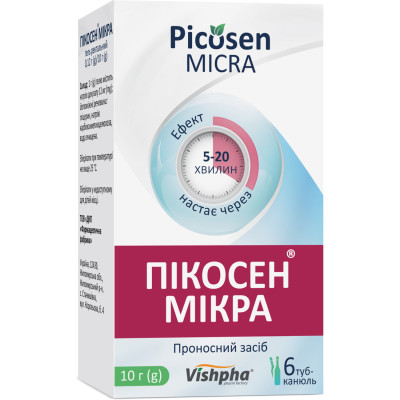 ПІКОСЕН МІКРА гель ректальний 0,12 г/10 г мікроклізма туба-канюля №6