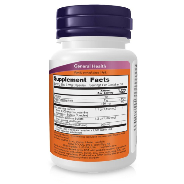 NOW ХОНДРОПРОТЕКТОР Глюкозамін та Хондроїтин (Glucosamine & Chondroitin & MSM) капсули №30
