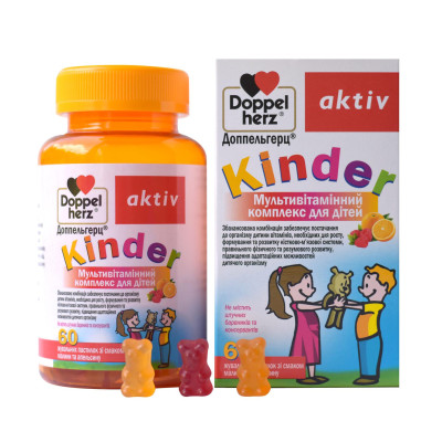 ДОППЕЛЬГЕРЦ (DOPPELHERZ) Kinder Мультивітамінний комплекс жувальні пастилки банка №60