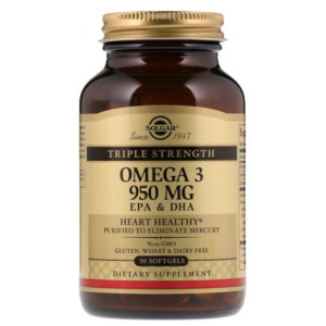 СОЛГАР (SOLGAR) Омега-3 потрійна ЕПК ДГК капсули 950 мг флакон №50