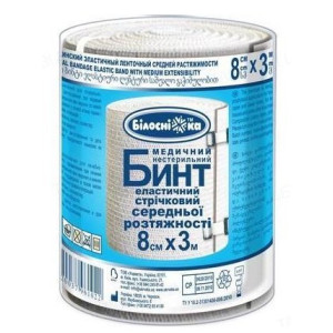 Бинт медичний еластичний БІЛОСНІЖКА стрічковий середньої розтяжності 3,0мх8см