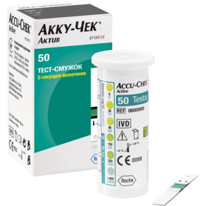 Тест-смужки до глюкометра АККУ-ЧЕК (ACCU-CHEK) Актив для вимірювання глюкози в крові №50