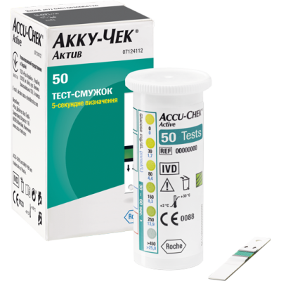 Тест-смужки до глюкометра АККУ-ЧЕК (ACCU-CHEK) Актив для вимірювання глюкози в крові №50