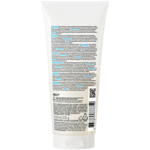 Крем-гель La Roche-Posay (Ля Рош-Позе) Effaclar H Iso-Biome очищуючий, заспокійливий для зневодненої чутливої шкіри обличчя та тіла, схильної до недоліків 200 мл