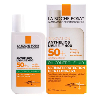 Флюїд сонцезахисний La Roche-Posay (Ля Рош-Позе) Anthelios UVMune 400 Oil Control SPF 50+ з матуючим ефектом для жирної чутливої шкіри обличчя 50 мл